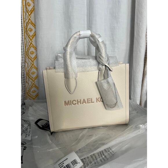 Michael Kors Mirella Small Pebbled Leather Convertible Crossbody Bag Cream NWT - Picture 2 of 5